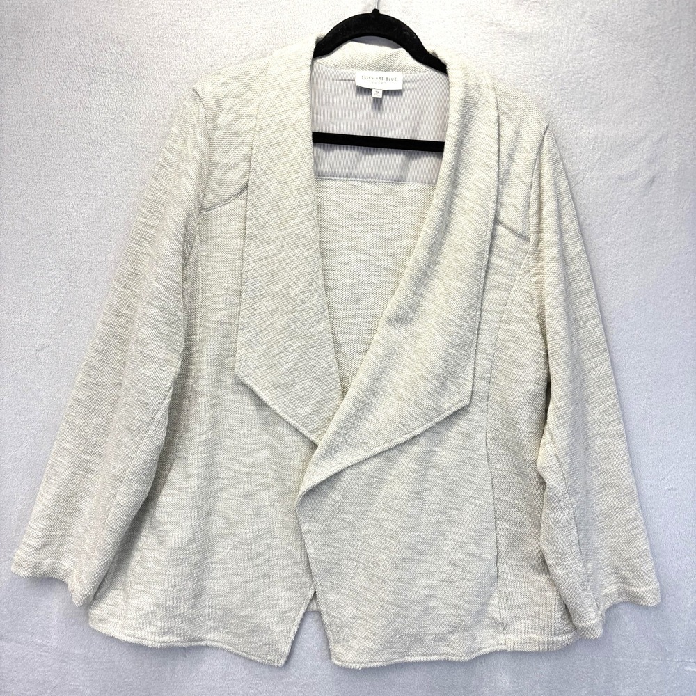 Anthropologie Skies Are Blue Curvy Open Cardigan Sweater 3X Beige Relaxed Knit - Picture 1 of 11